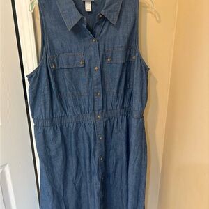 Sleeveless Blue Denim Midi Dress